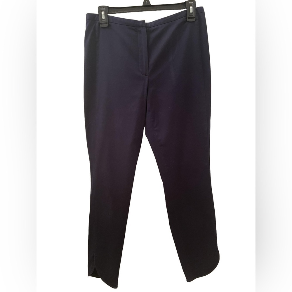 T Tahari Navy Blue Twill Scoop Hem Straight Leg Cotton/Spandex Pants Size 8